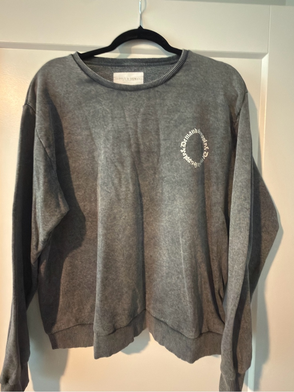 Washed Gray Crewneck with Back and Chest Logo - Women's